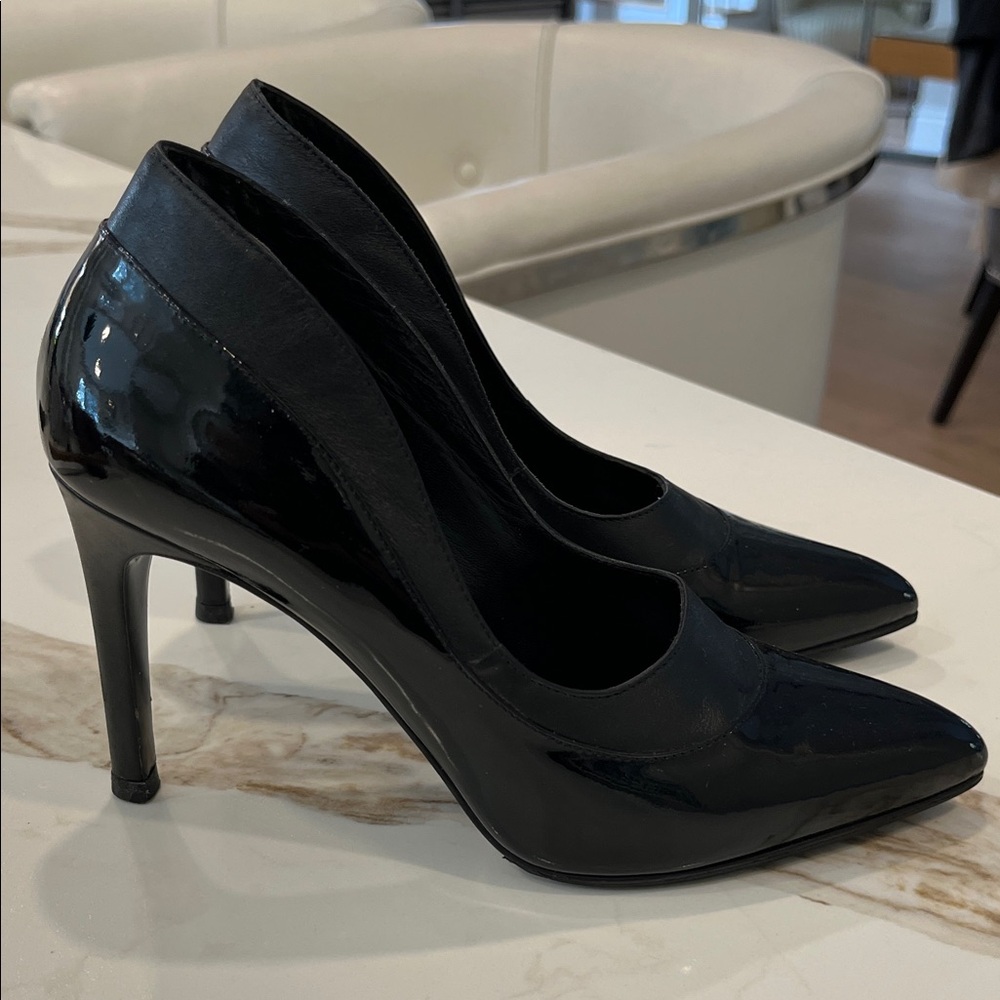 EUC Max & Co (max mara diffusion brand) 3.5” leather heel patent &tanned leather